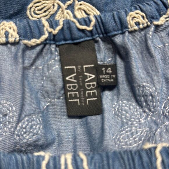 Label by Five Twelve Women’s Bell Sleeve Denim Chambray Embroidered Dress Sz 14 - Picture 6 of 7